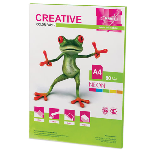 Бумага CREATIVE color (Креатив) А4, 80г/м, 50 л. неон салатовая, БНpr-50с, ш/к 44882