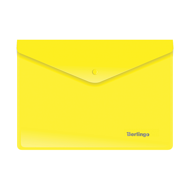 Папка-конверт на кнопке Berlingo, A5+, 180мкм, желтая OBk_05005