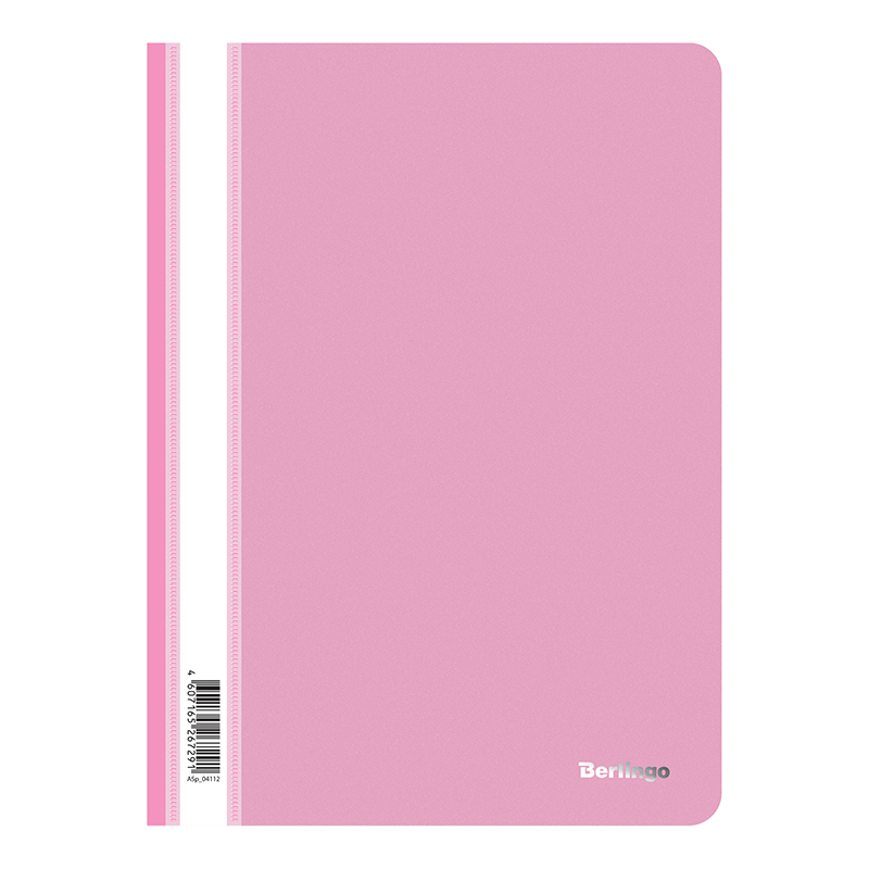 Папка-скоросшиватель пластик. Berlingo, А4, 180мкм, розовая с прозр. верхом ASp_04112