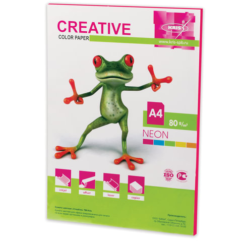 Бумага CREATIVE color (Креатив) А4, 80г/м, 50 л. неон малиновая, БНpr-50м, ш/к 44868