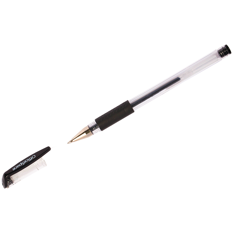 Ручка гелевая OfficeSpace черная, 0,5мм, грип GLL10_1331