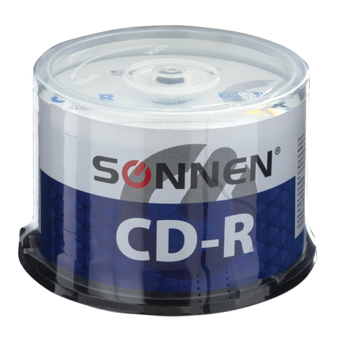 Диски CD-R SONNEN 700Mb 52x Cake Box КОМПЛЕКТ 50шт, 512570