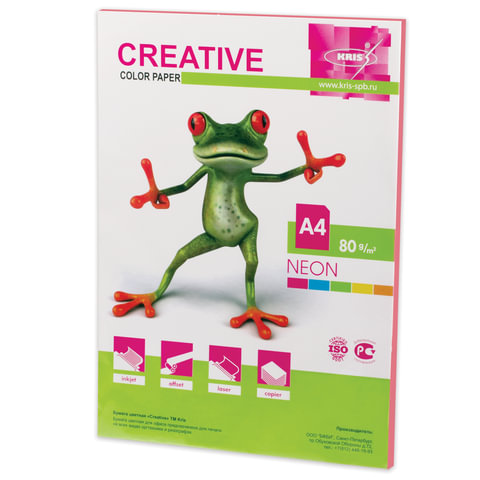 Бумага CREATIVE color (Креатив) А4, 80г/м, 50 л, неон розовая, БНpr-50р, ш/к 43328