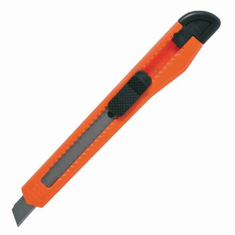 Нож канцелярский  9 мм STAFF Basic фиксатор, цвет корпуса ассорти, упаковка с европодвесом, 230484