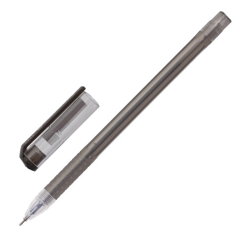 Ручка гелевая BRAUBERG Option, ЧЕРНАЯ, корпус тонированный черный, узел 0,6мм, линия 0,3мм, 143014