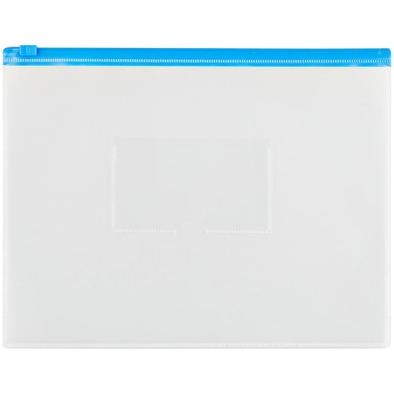 Папка-конверт на молнии OfficeSpace А5, прозрачная, 150мкм, молния синяя