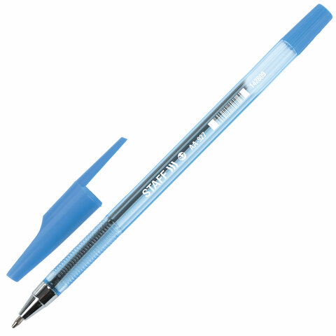 Ручка шариковая STAFF AA-927, СИНЯЯ, корпус тонированный, хром. детали, 0,7мм, линия 0,35мм, 142809